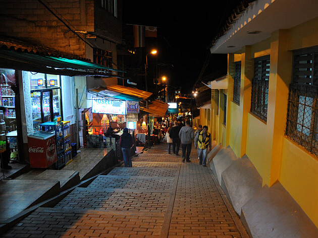 Aguas Calientes Street at Night